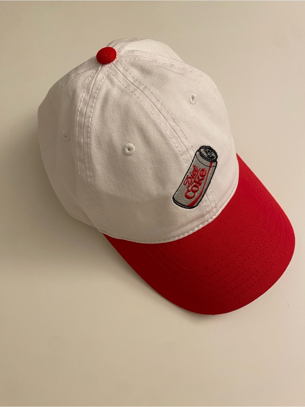 Diet Coke Baseball Hat in Red and White with Adjustable Strap